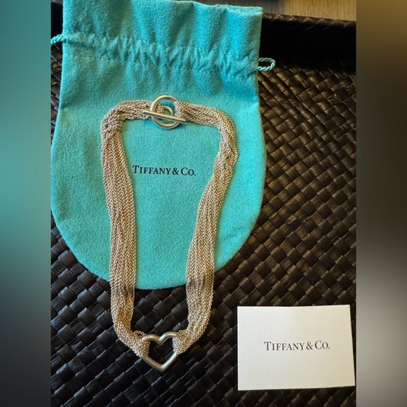 Tiffany & Co. Sterling Silver Mesh Heart Toggle Necklace 🩵 - Picture 6 of 7